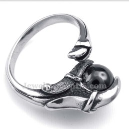 Titanium Paw Ring With Black Zircon