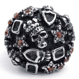 Titanium Skull Ring With Red Zircon