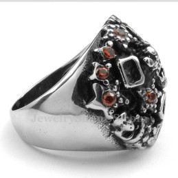 Titanium Skull Ring With Red Zircon