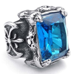 Titanium Ring With Blue Zircon