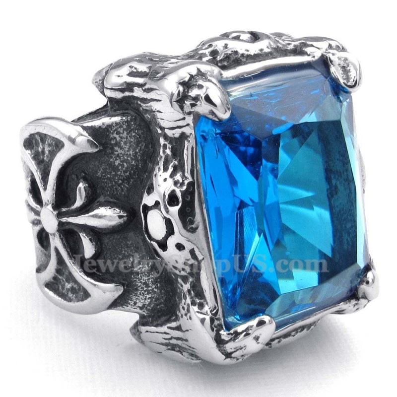 Titanium Ring With Blue Zircon