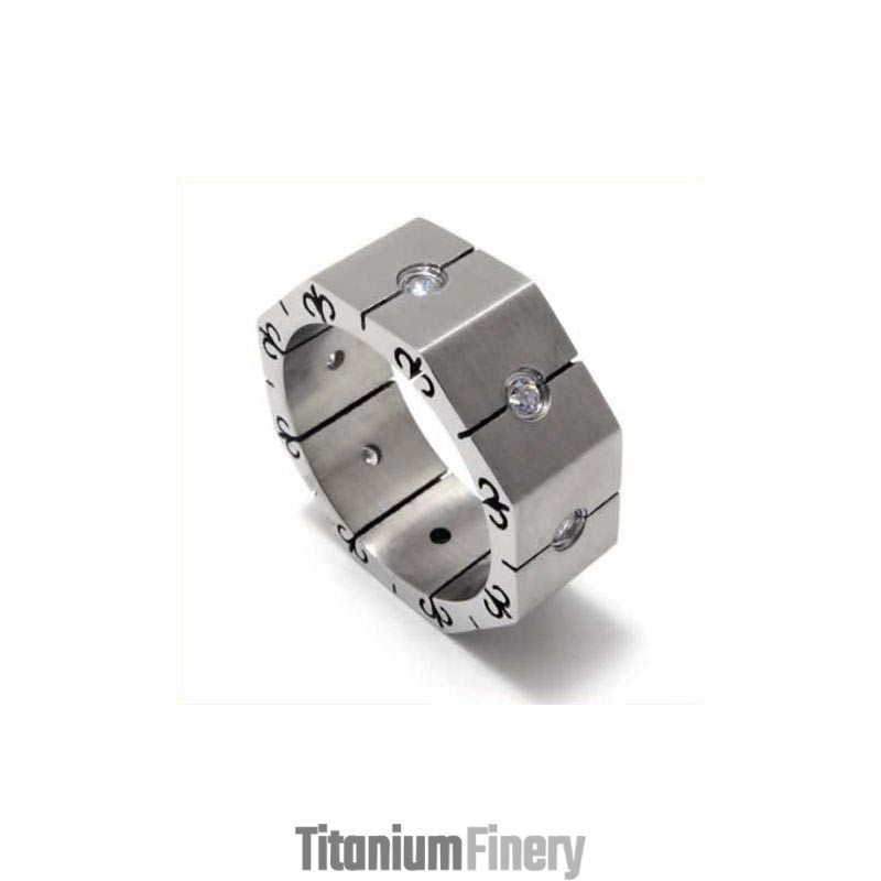 Diamond Set 8Mm Titanium Inlaid Court Band Ring Diamond Set 8Mm Titanium Inlaid Court Band Ring
