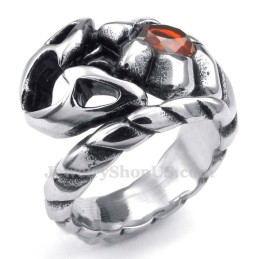 Titanium Scorpion Ring With Red Zircon