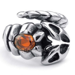 Titanium Scorpion Ring With Red Zircon