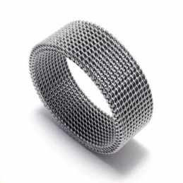 Meshed Unisex 8Mm Titanium Ring