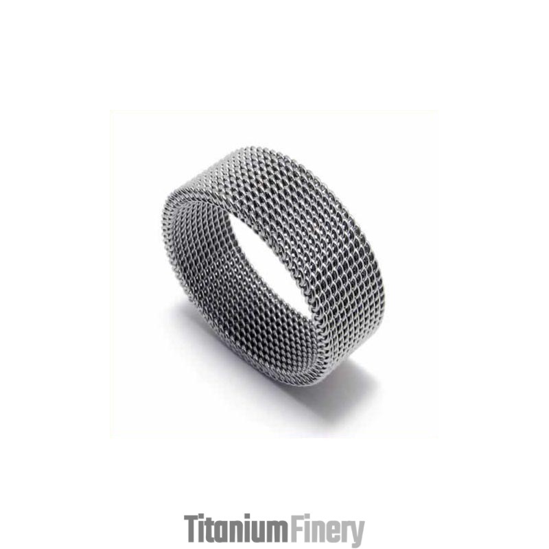 Meshed Unisex 8Mm Titanium Ring Meshed Unisex 8Mm Titanium Ring