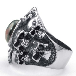 Titanium Skull Ring With Red Zircon