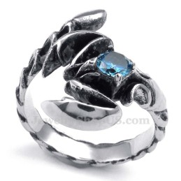 Titanium Scorpion Ring With Blue Zircon