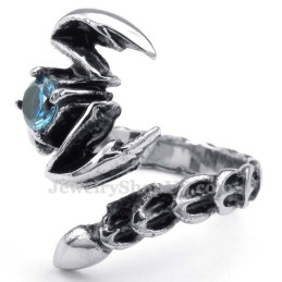 Titanium Scorpion Ring With Blue Zircon