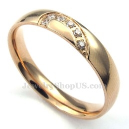 Gold Titanium Heart Ring With White Zircon