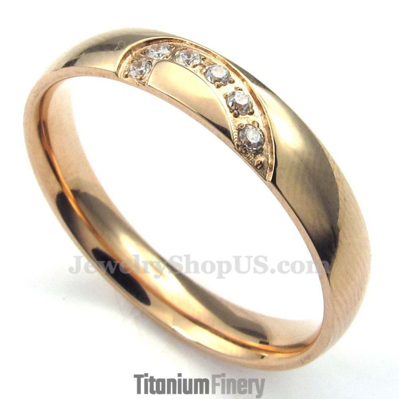 Gold Titanium Heart Ring With White Zircon Gold Titanium Heart Ring With White Zircon