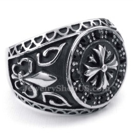 Titanium Ring With Black Rhinestone