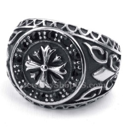 Titanium Ring With Black Rhinestone