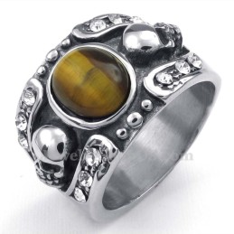 Titanium Skull Ring With Ornamental Stone