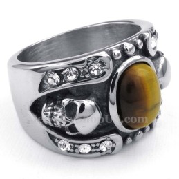 Titanium Skull Ring With Ornamental Stone