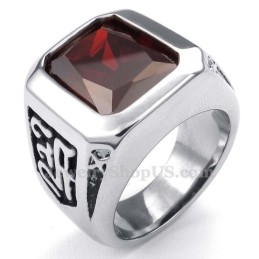 Titanium Ring With Red Zircon