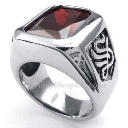 Titanium Ring With Red Zircon