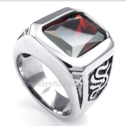 Titanium Ring With Red Zircon