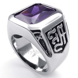 Titanium Ring With Purple Zircon