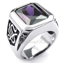 Titanium Ring With Purple Zircon