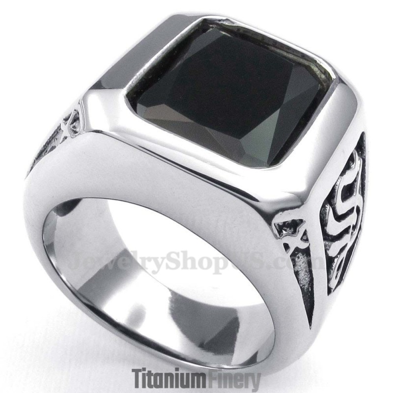 Titanium Ring With Black Zircon Titanium Ring With Black Zircon