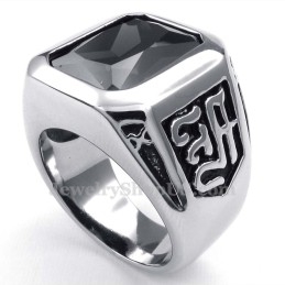 Titanium Ring With Black Zircon