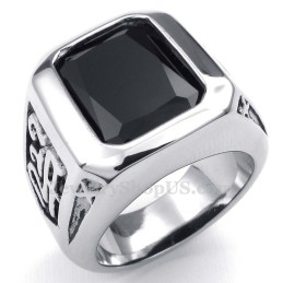 Titanium Ring With Black Zircon