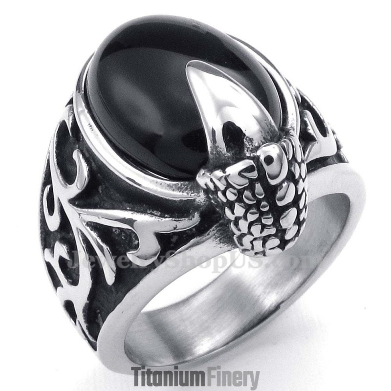 Titanium Black Agate Inlaid Ring Titanium Black Agate Inlaid Ring