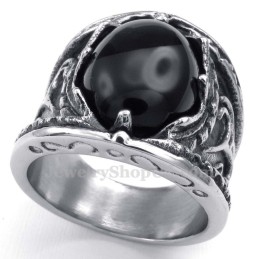 Titanium Ring With Black Zircon