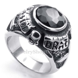 Titanium Ring With Black Zircon