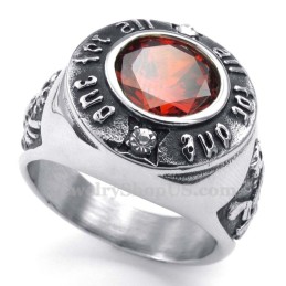Titanium Ring With Red Zircon