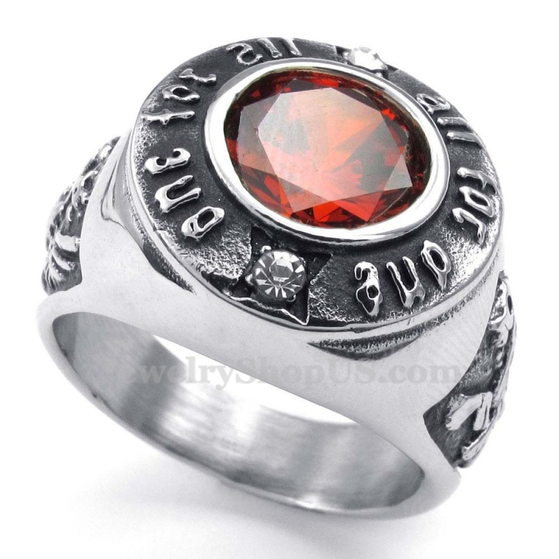 Titanium Ring With Red Zircon Titanium Ring With Red Zircon