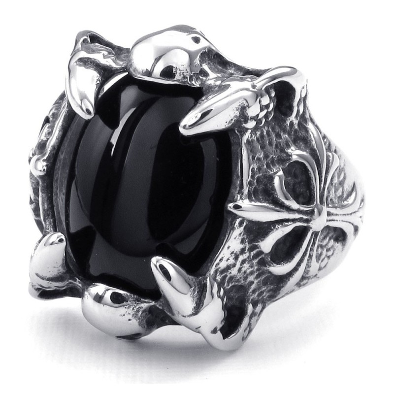 Titanium Black Agate Inlaid Ring Titanium Black Agate Inlaid Ring