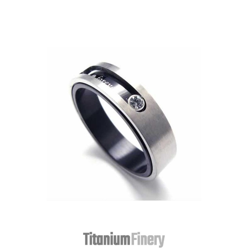 Diamond Set 5Mm Titanium Inlaid Court Band Ring Diamond Set 5Mm Titanium Inlaid Court Band Ring