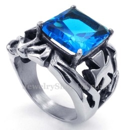 Titanium Ring With Blue Ornamental Stone