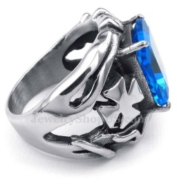 Titanium Ring With Blue Ornamental Stone