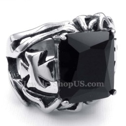 Titanium Ring With Black Ornamental Stone
