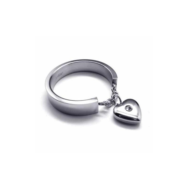 Diamond Set 5Mm Heart Titanium Ring Diamond Set 5Mm Heart Titanium Ring
