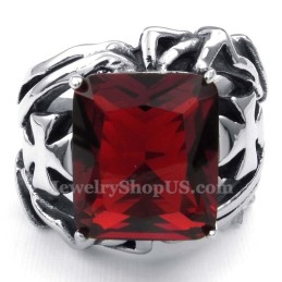 Titanium Ring With Red Ornamental Stone