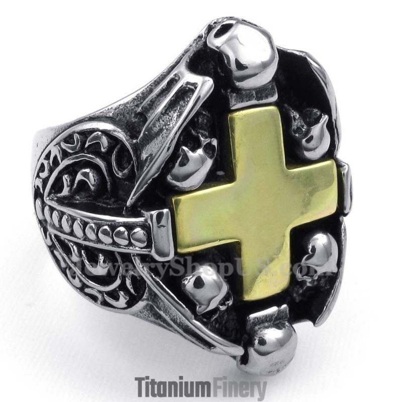 Titanium Skull Cross Ring