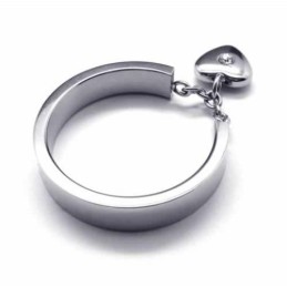 Diamond Set 5Mm Heart Titanium Ring