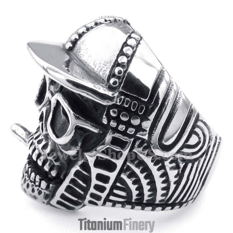 Titanium Baseball Cap Skull Ring Titanium Baseball Cap Skull Ring
