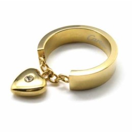Diamond Set 5Mm Heart Titanium 18K Gold Ring