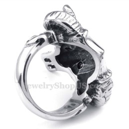 Titanium Cow Head Ring With Red Eyes