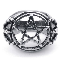 Titanium Hollow Five-Pointed Star Ring