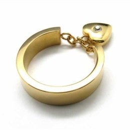 Diamond Set 5Mm Heart Titanium 18K Gold Ring