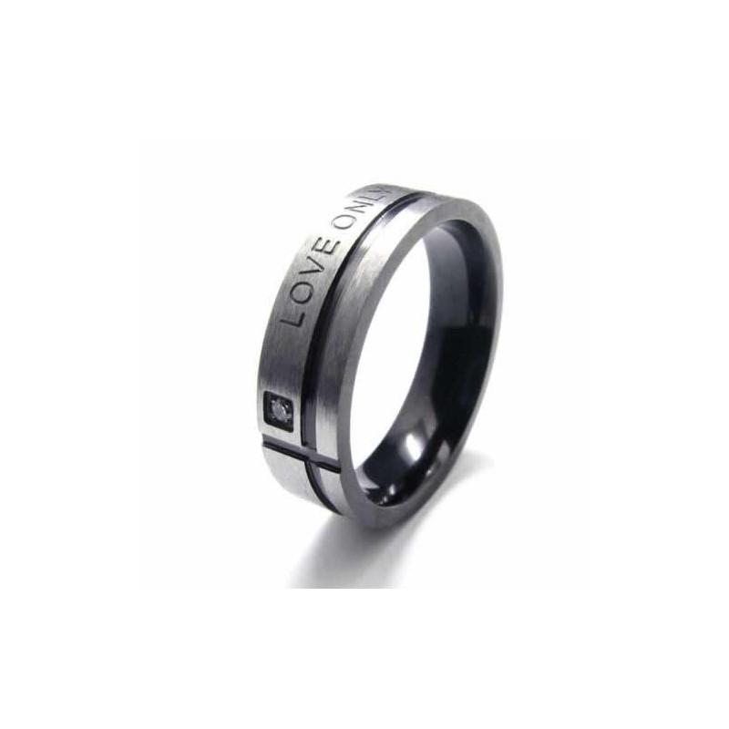 Love Only You Mens 6Mm Black Titanium Ring