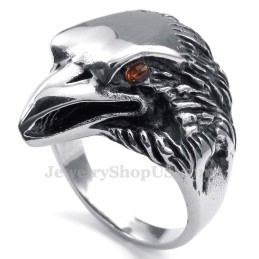 Titanium Eagle Ring With Red Eyes