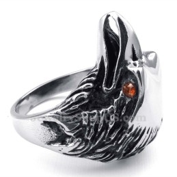Titanium Eagle Ring With Red Eyes