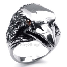 Titanium Eagle Ring With Red Eyes